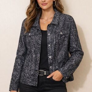 Westbound Black and Gray Patterned Jean Jacket